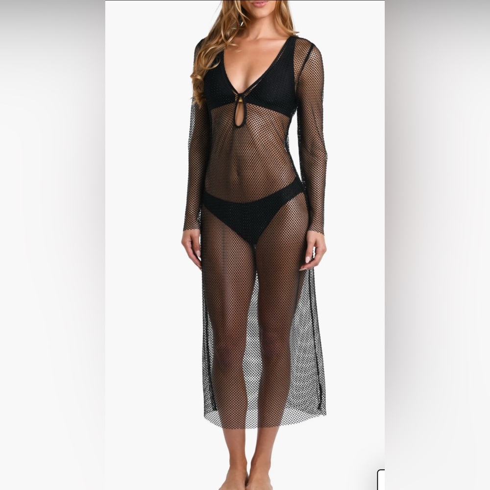 L'AGENCE Sara Mesh Cover-Up Dress S Black